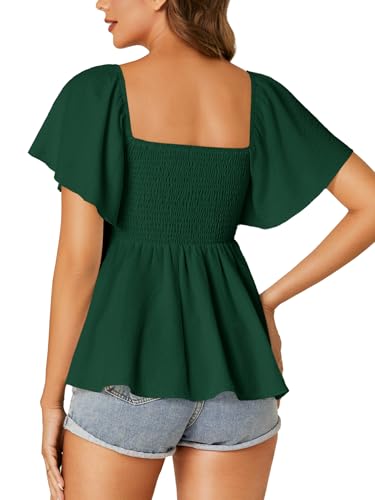 Image of LYANER Women's Square Neck Cute Peplum Top