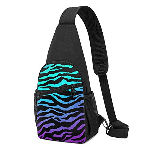 Patrón de Piel de Cebra de Color Pecho al Aire Libre Crossbody Sling Mochila Bolsa Viaje Bicicleta Gimnasio Mochila Resistente a Las Arrugas para Mujeres Hombres Adolescentes