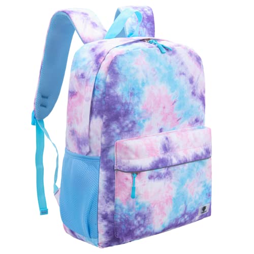 Image of Fenrici Tie Dye Backpack for Girls, Teens, Girls' Backpack for School, Kids' Bookbags with Padded Laptop Compartment, Tie Dye, Pink, Pastel, 17 Inch