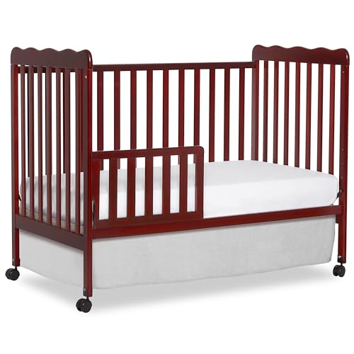 Image of Dream On Me Toddler Guard Rail for Convertible Crib, Solid Wood Bed Rail for Toddler Bed Conversion, Cherry