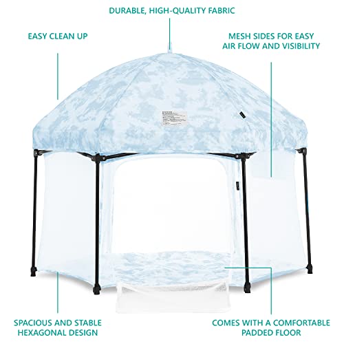 Image of Dream On Me Onyx Playpen Set with Canopy, Sky Blue