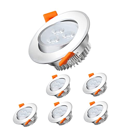 Sonnewelt LED spot Einbaustrahler 230V 6 Stück x 3W warmweiß LED deckenleuchte Spots schwenkbar energieeffizient Deckenspots flach Einbauleuchten fr Badezimmer Kche Wohnzimmer Korridor