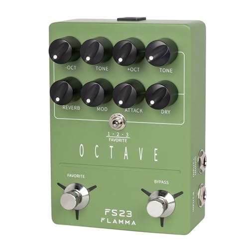 FLAMMA Octave Guitar Pedal FS23 Pitch Shifter Pedal with Modulation, Reverb, and Slow-attack for...