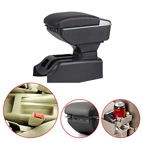 Caja de Almacenamiento Reposabrazos de Piel para Bora Golf 4 Consola Central...