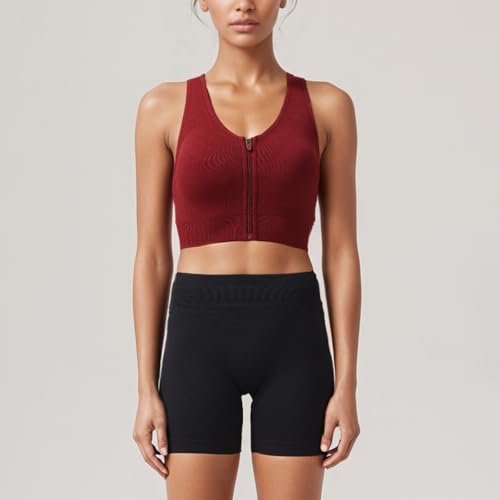 Racerback Padded Sports Bra for Women - Medium Support Zipper Front Workout Bra3