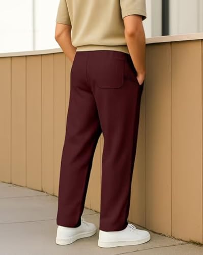 Image of BLUECORP ENTERPRISE Men's White Corduroy Casual Pants, Straight Leg, Drawstring Waist, Pockets