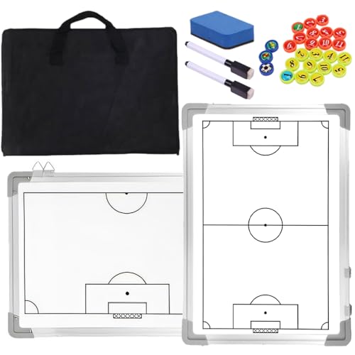 Nuburbur Magnetic Soccer Coaching Board Double-Sided Dry Erase Tactics Board with Player Markers Pen and Eraser Portable Clipboard for Coaches Coach Training Equipment Coach Gift (White Board)
