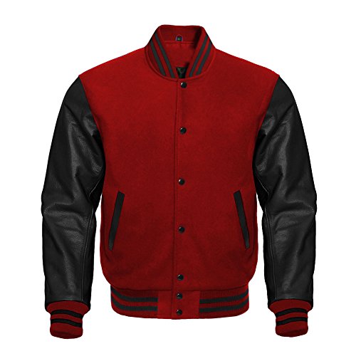 Image of Premium Letterman Baseball School College Bomber Varsity Jacket Purple & Gold Genuine Leather Sleeves