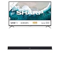SHARP 50BL6EA Android TV 126 cm (50 Zoll) 4K Ultra HD LED Fernseher + SHARP HT-SB140 MT 2.0 Slim-Soundbar (150 Watt) mit Stereo-Sound (HDMI, Bluetooth)