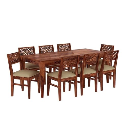 Image of Sheesham Solid Wood 8 Seater Dining Table for Living Room (Teak)