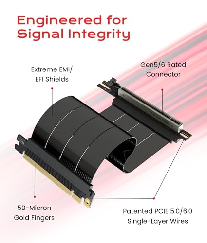Image of LINKUP PCIE 5.0 Riser Cable | for Vertical GPU Mount | Right Angle | Graphics Card GPU Ready | Usable with PCIe 4.0 & RX 9070 / RTX5090 | 20cm (Total Length: 24cm)