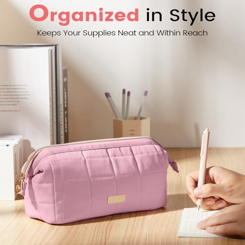 Image of Sooez Large Pencil Case Pouch, Soft Pencil Bag with Zipper, Pen Bag Wide Opening, School Supplies Cute Pencil Case for Girls Boy Men Women, Purple