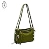 Fossil Women's Allie Leather Satchel Purse Handbag, Green Olive