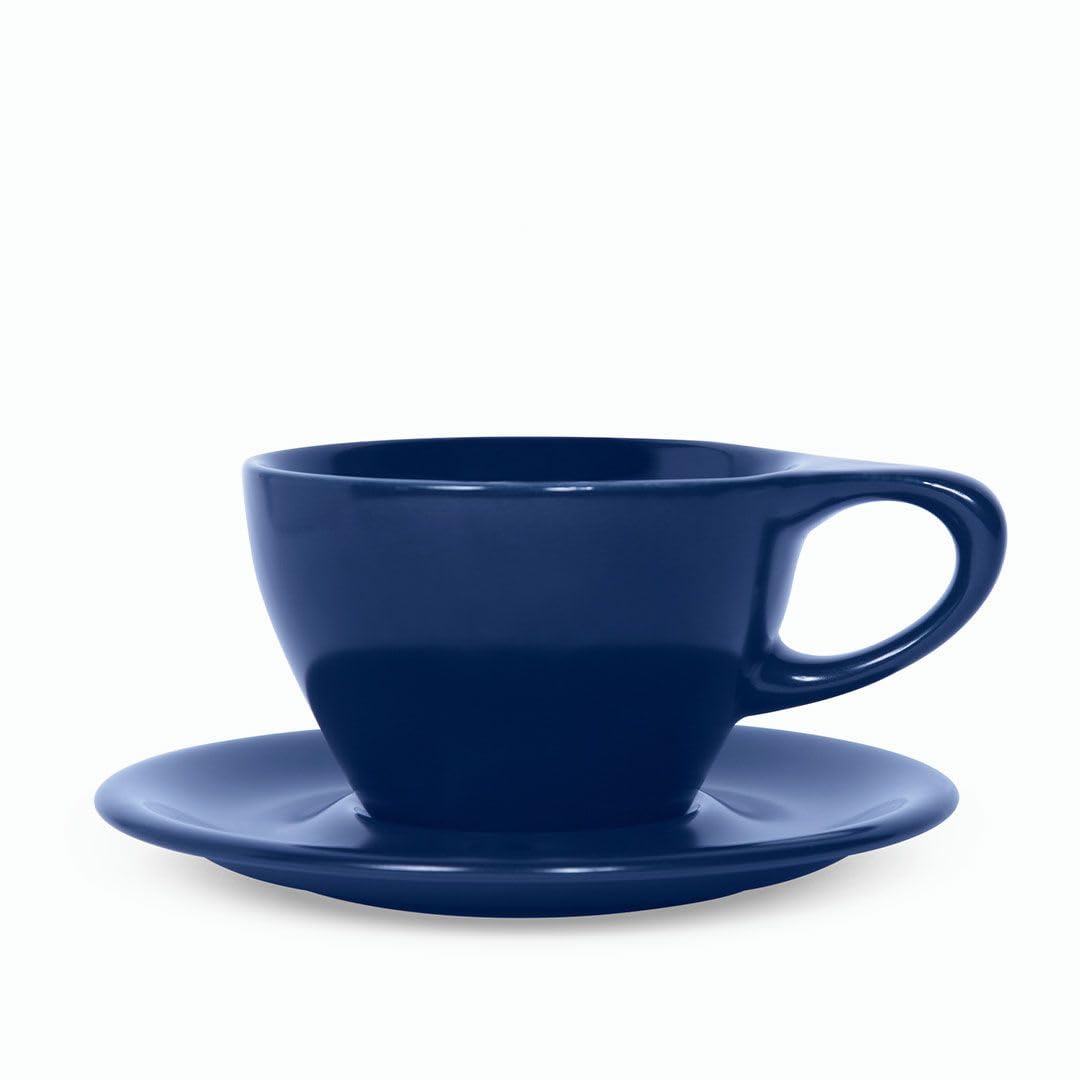 notNeutralLino Porcelain Cup & Saucer Small Latte 8 oz (Indigo, Set of 2)