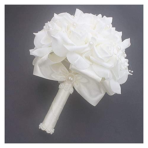 Ramo de boda romántico artesanal color marfil 18 cm miniatura 6