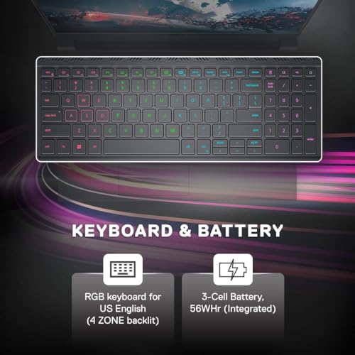 Image of Dell G15-5530 Gaming Laptop, Intel Core i7-13650HX Processor /16GB /512GB SSD /NVIDIA RTX 3050 (6GB GDDR6) /15.6 inch (39.62cm) FHD 120Hz 250 nits /Win 11 + MSO'21 /Backlit Keyboard /Dark Shadow Gray /2.65kg