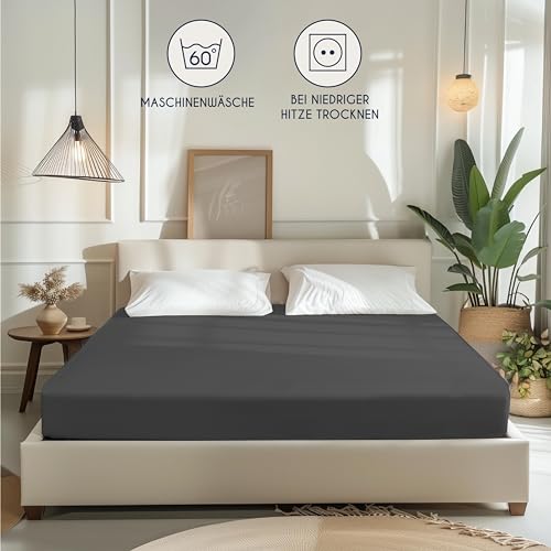 Dreamzie - Spannbettlaken - 160x200cm - 100% Baumwolle Jersey – Ansicht 6