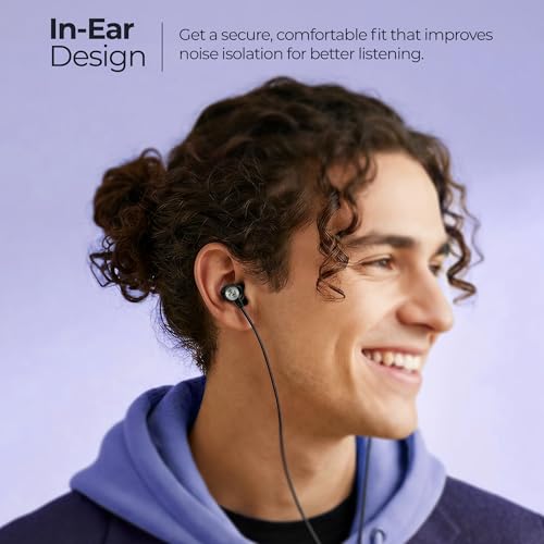 Image of Zebronics Wired in-Ear Earphones, 10mm Neodymium Drivers, Magnetic Earbuds, in-line Mic, Gold Plated 3.5mm Jack, Soft Silicon Cable 1.2m (Buds 60, Black)