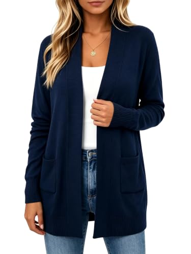 Image of Spicy Sandia Women's Basic Open Front Long Cardigan Sweaters with Pockets | Capsule Wardrobe Essentials, Early Fall 2026 Trendy