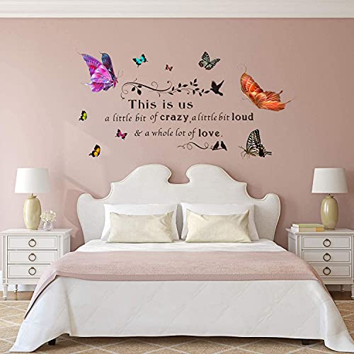 Vinilo decorativo con frase y mariposas para pared miniatura 3