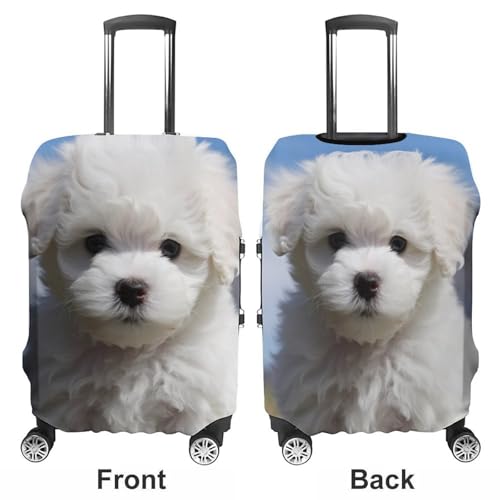 Bichon Frise Dog Luggage Cover Personalization Suitcase Covers Protector Elastic Washable Baggage Cover Anti-Scratch For Traveling, Aircraft Consignment XL3