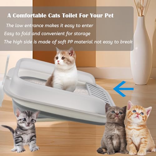Arenero Plegable pequeño para gatos con pedal y lados altos miniatura 4