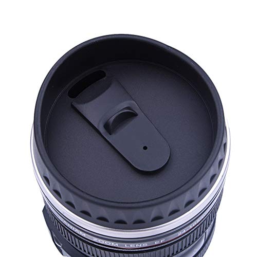 Splend Camera Lens Coffee Mug,Lens Cups Stainless Steel Tumbler Leakproof Travel Mug Tea Water Bottle with Lid and Spoon(Five Dynasties-(Black)) - Image 4