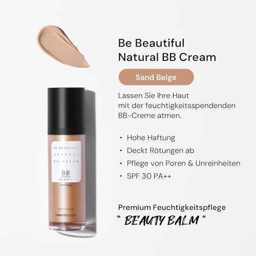 THANKYOU FARMER Be Beautiful Natural BB Cream Sand Beige SPF30 PA++ 40ml - BB Cream Korean Make Up, K Beauty BB Creme, Dermatologist Tested, Lightweight Formula, Getönte Tagescreme, BB Creme