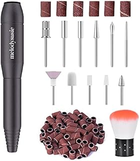 MelodySusie Electric Nail Drill Machine 11 in 1 Kit, Portable Electric Nail File Efile Set for Acrylic Gel Nails, Manicure Pedicure Tool with Nail Drill Bits Sanding Bands Dust Brush, Black
