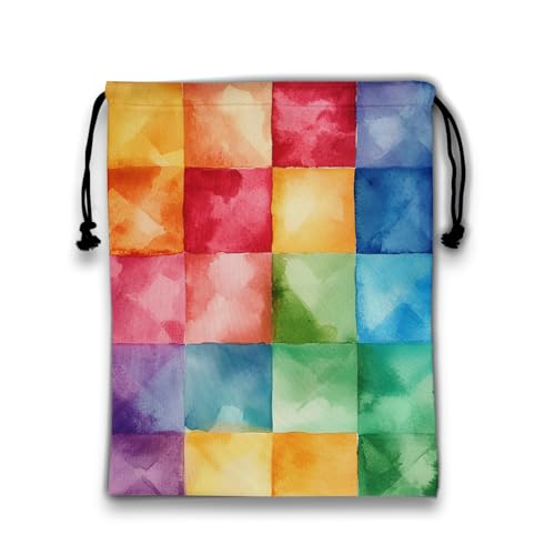 Image of Colorful Plaids Gymnastics Drawstring Bags Small Athlete String Bag for Women Sport Dance Gym