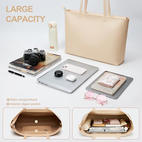 Image of KALIDI Tote Bag Zipper Shoulder Bag Faux Leather Purses Satchel for Women Casual Handbag Work Dating College