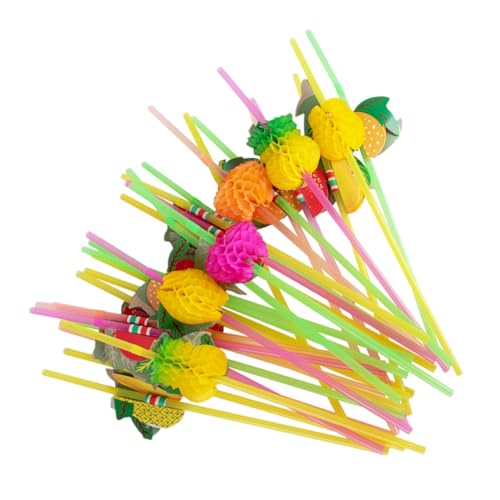 Cemaystic 60個入り 蜂巣デザイン 果実型ストロー ? 曲がる構造で室内室外のパーティーに適した飲み物用冷飲ストロー