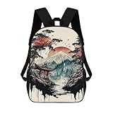 TNFHSOFT Montaña japonesa Mochila Escolar Infantil Gran Capacidad 3D Mochilas Escolares Con Tema De Mochilas Para Niñas Estudiantes Adolescentes Fans 17inch
