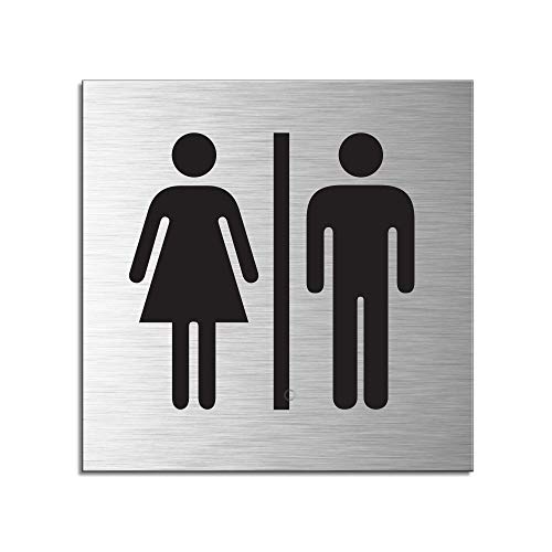 Plaque de Porte en Aluminium brossé - WC Femmes/Hommes | 120x120mm | No.17135-S