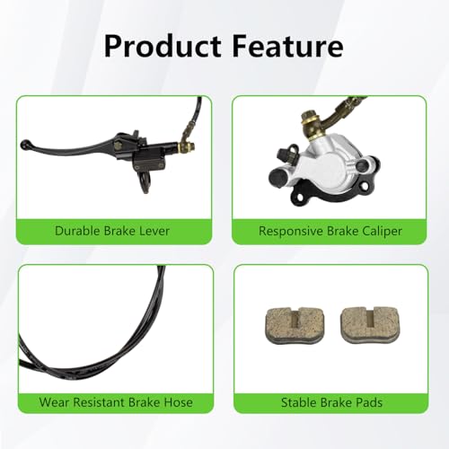 Image of Upgraded Mini Bike Hydraulic Brake Kit and Rear Chrome Brake Caliper Mounting Bracket Adapter Compatible with Coleman CT100U Minibike with Master Cylinder Pad Hardware Parts