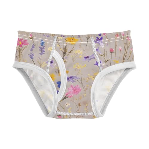 KLL Colorful Wildflowers Pattern Baby Boys Soft Underwear Cute Children Undies