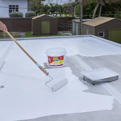 Flex Seal Liquid, Liquid Rubber Coating Sealant, Waterproof, Flexible, Breathable, and UV Resistant, Roof Repair, Basements, RV, Campers, Trailers, Marine, EPDM, Masonry, MAX, White, 2.5 Gallon