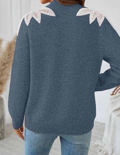 ZESICA Women's Fall Long Sleeve Sweaters 2025 Crew Neck Knit Loose Dressy Pullover Tops Winter Trendy Outfits4