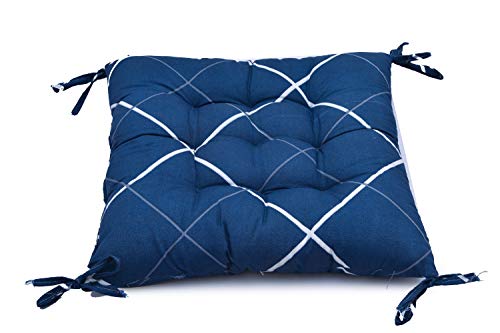 Image of COZY FURNISH Microfiber Cotton Chair Pads with Four Corner Ties 16x16(Inches) 41X41(CM) Square, Pack of 2 | Extra-Comfortable & Soft Seat Cushions | Ergonomic Pillows