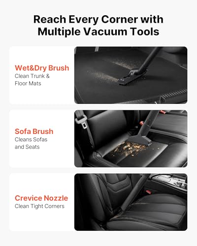 Image of VEVOR Shop Vac, 8 Gallon Wet Dry Shop Vacuum, 4.5 Peak HP Portable with One-Button Self-Cleaning, Dual-Filter, 900W Input Power, 1.25in x 7ft Hose, 9.8ft Cord for Jobsite, Workshop, Garage, Home