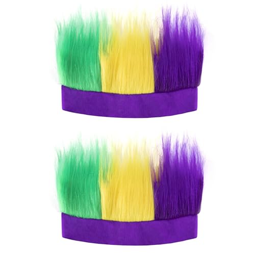 Watayo Lot de 2 bandeaux à cheveux pour homme et femme, Violet, vert, jaune, 1 Count (Pack of 2)