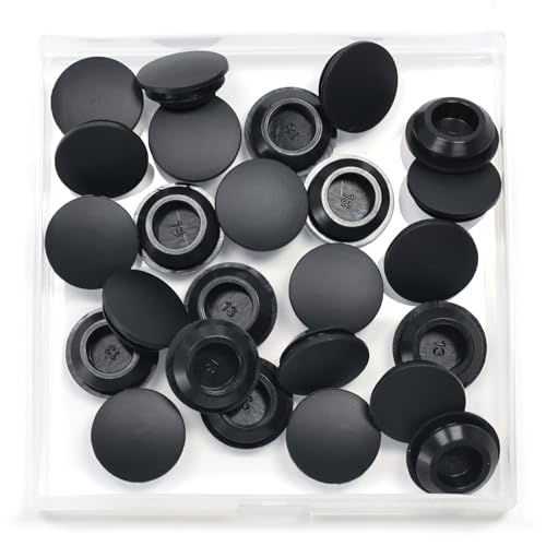 Image of 25 Pcs 13 mm Silicone Rubber Plugs Snap in Locking Hole Plugs for 12-13 mm (7 /16 inch-1 /2 inch) Round Holes, Flush Type Rubber Stoppers, Flexible Tube Pipe End Caps Covers, Waterproof Sealing Plugs, Black