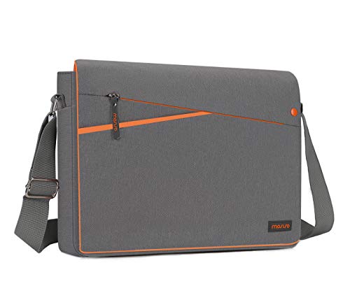 MOSISO Laptop Shoulder Bag Compatible with 13-13.3 inch MacBook Pro, MacBook Air, Notebook, Carrying Briefcase Sleeve with Pockets Storage on Both Side, Space Gray and Orange