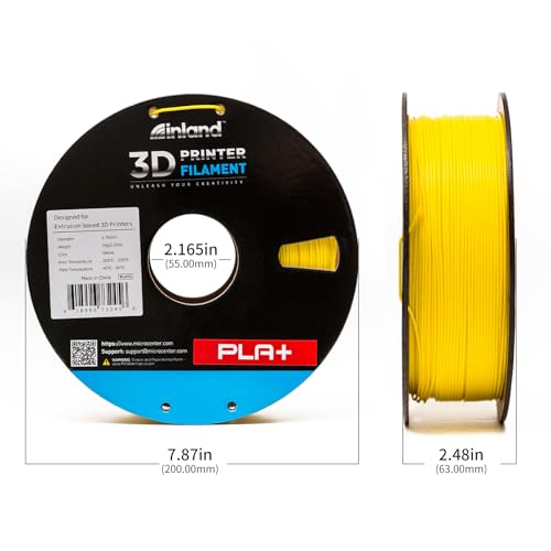 Image of INLAND Micro Center PLA+ 3D Printing Filament 1.75mm - PLA Pro Dimensional Accuracy + /- 0.03 mm - 1kg Cardboard Spool (2.2 lbs) (1 Pack Yellow, 1.75mm)
