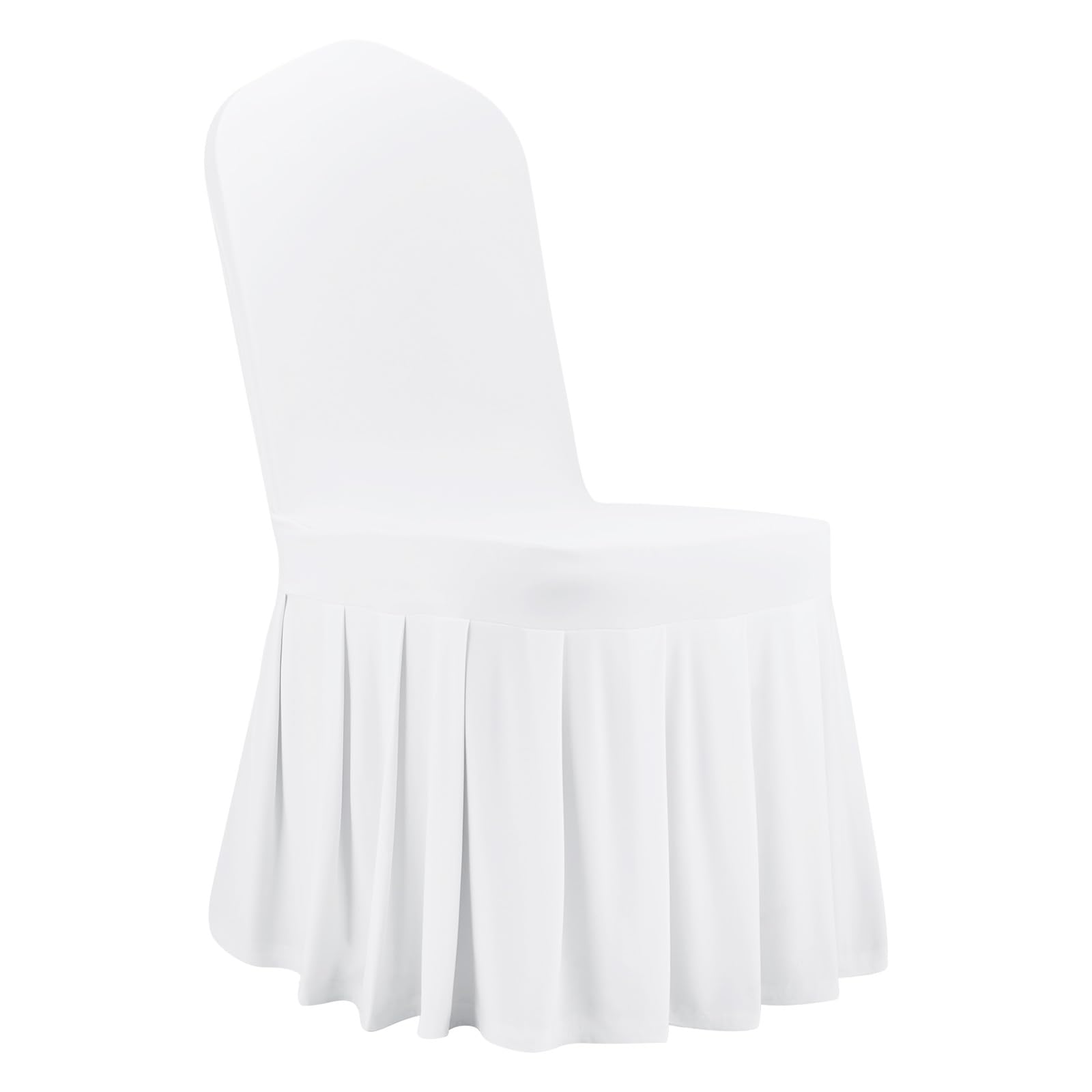 VEVOR Pokrowce na krzesła z płaskim przodem, 30 szt., nadają się do prania, z poliestru i spandexu, na wesela, bankiety, pasują do krzeseł (51 x 45 x 95 cm), białe