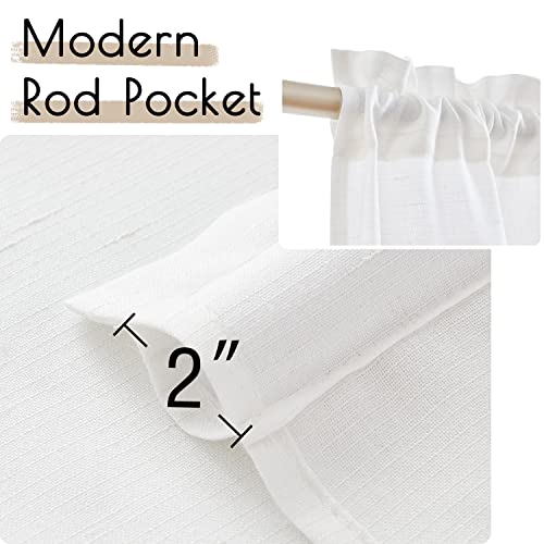 TOPICK Linen Blend Kitchen Curtains, 24 Inch Drop Small Cafe Curtains, Solid Pattern Light Filtering Short Curtain Tiers for Bathroom Sink Cupboard, Rod Pocket 2 Panels White - Cosy Home Interiors TOPICK Linen Blend Kitchen Curtains, 24 Inch Drop Small Cafe Curtains, Solid Pattern Light Filtering Short Curtain Tiers for Bathroom Sink Cupboard, Rod Pocket 2 Panels White - Image 6