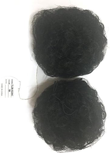 Longqibeauty Hair Fashion Wrap Synthetic Hair Extensions with Clips Natural Ponytail Drawstring Ponytail Afro Puff Short Kinky Curly 2Pcs #1B (2PCS Smaller)