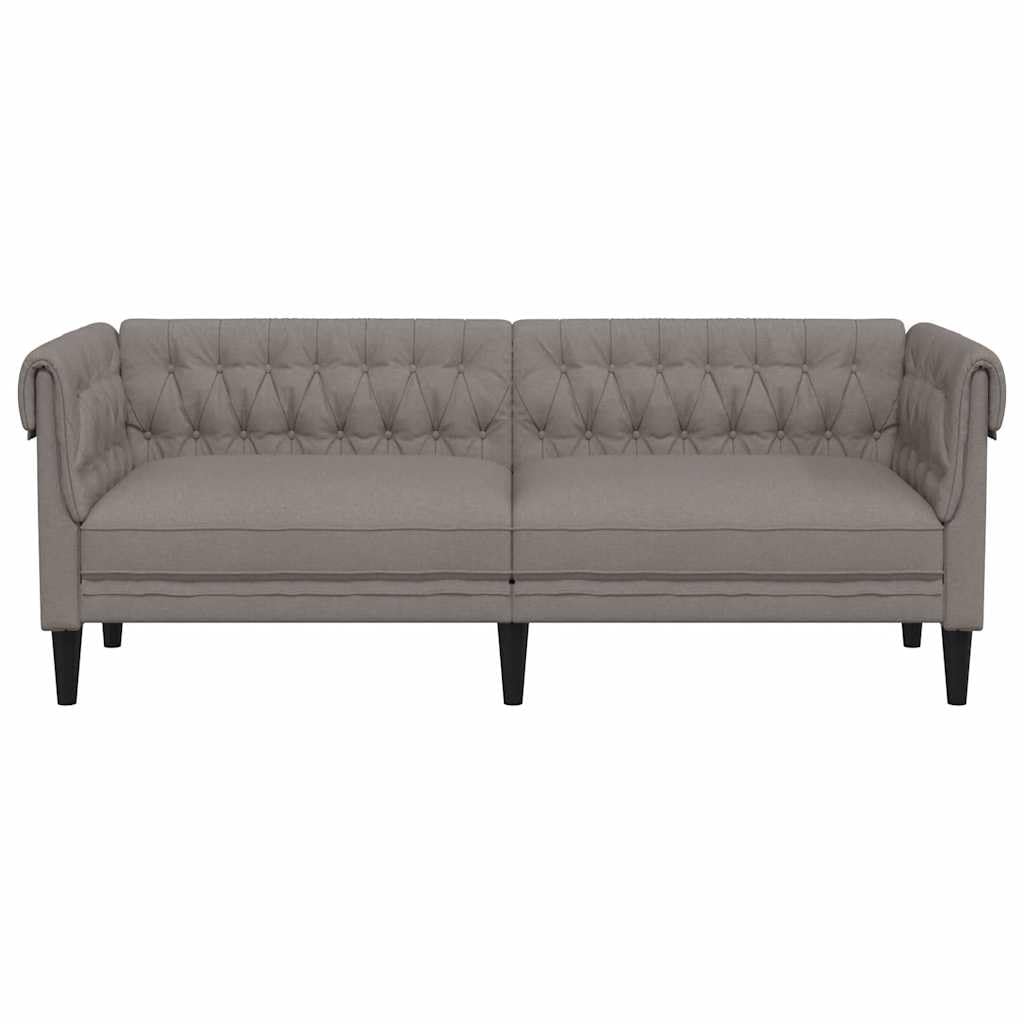 Chesterfield Canapé 3 places en tissu taupe avec 3 places pour salon et salle à manger