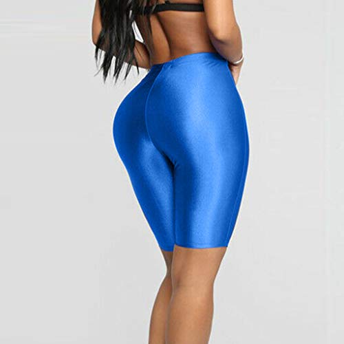 Womens Tummy Control Fitness Workout Running Bike Shorts Bicycle Biking Yoga Shorts Pants Activewear Cycling Leggings (Blue,L)