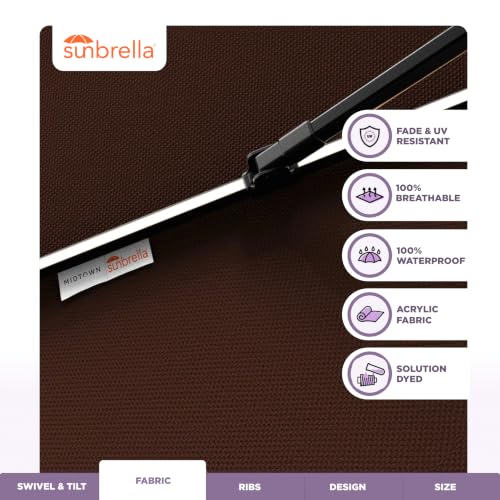 Image of Midtown Umbrellas LED Swilt - 8 Ft Solar LED Patio Umbrella, Burgundy